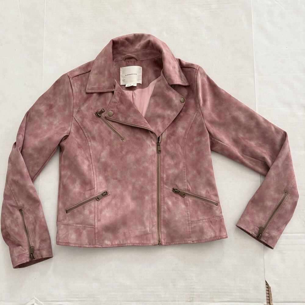 Anthropologie Short Jacket Small Lucy Pink Sueded Tie Dye Moto Jacket